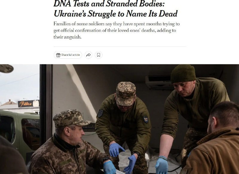 Den Streitkräften der Ukraine gelingt es nicht, Tausende getöteter Soldaten zu identifizieren – New York Times. 
